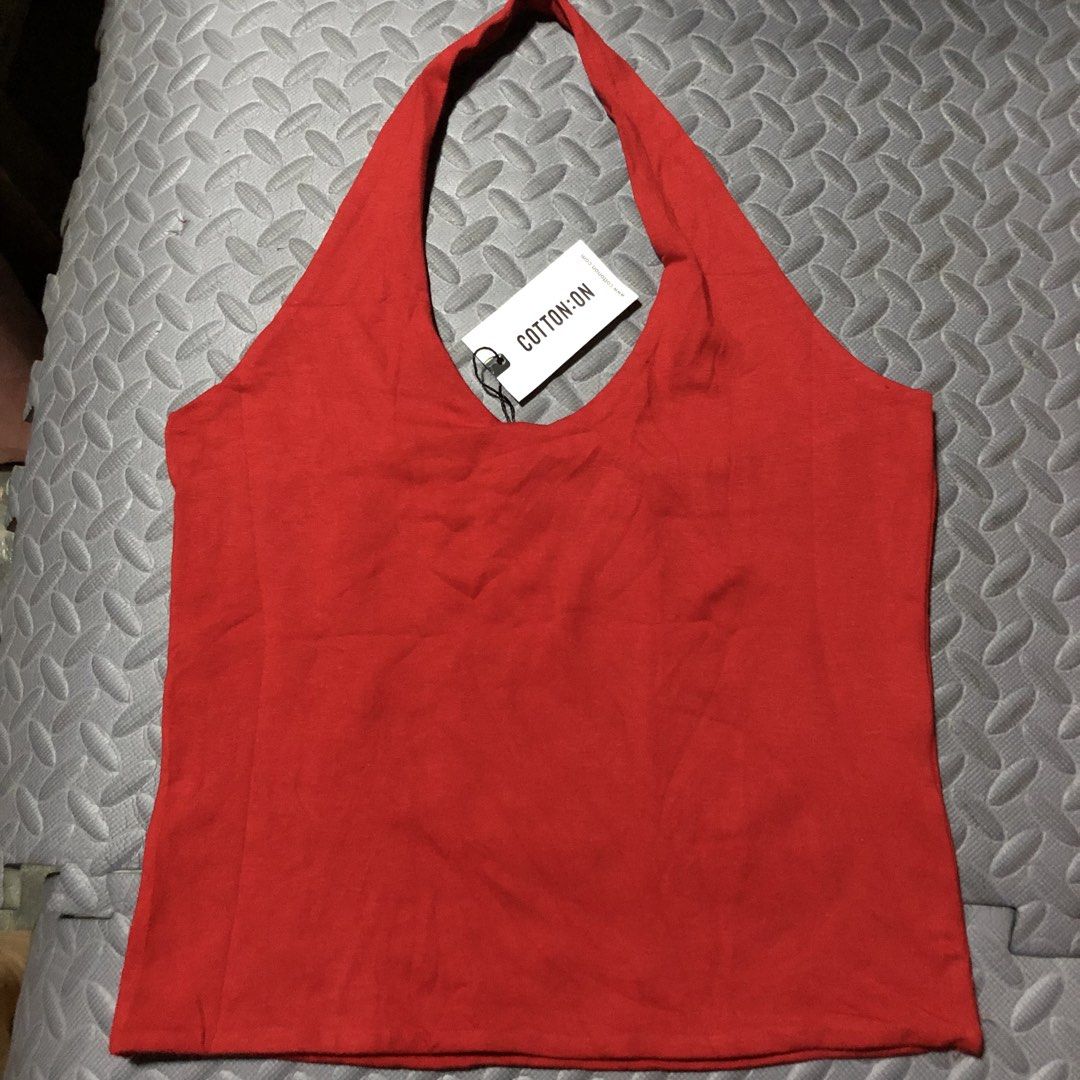 Cotton On Red Halter Top (Category: Sleeveless) located in Manila. Submitted by nadz.28 (Listing ID 1465845428, Image 1). Description: .