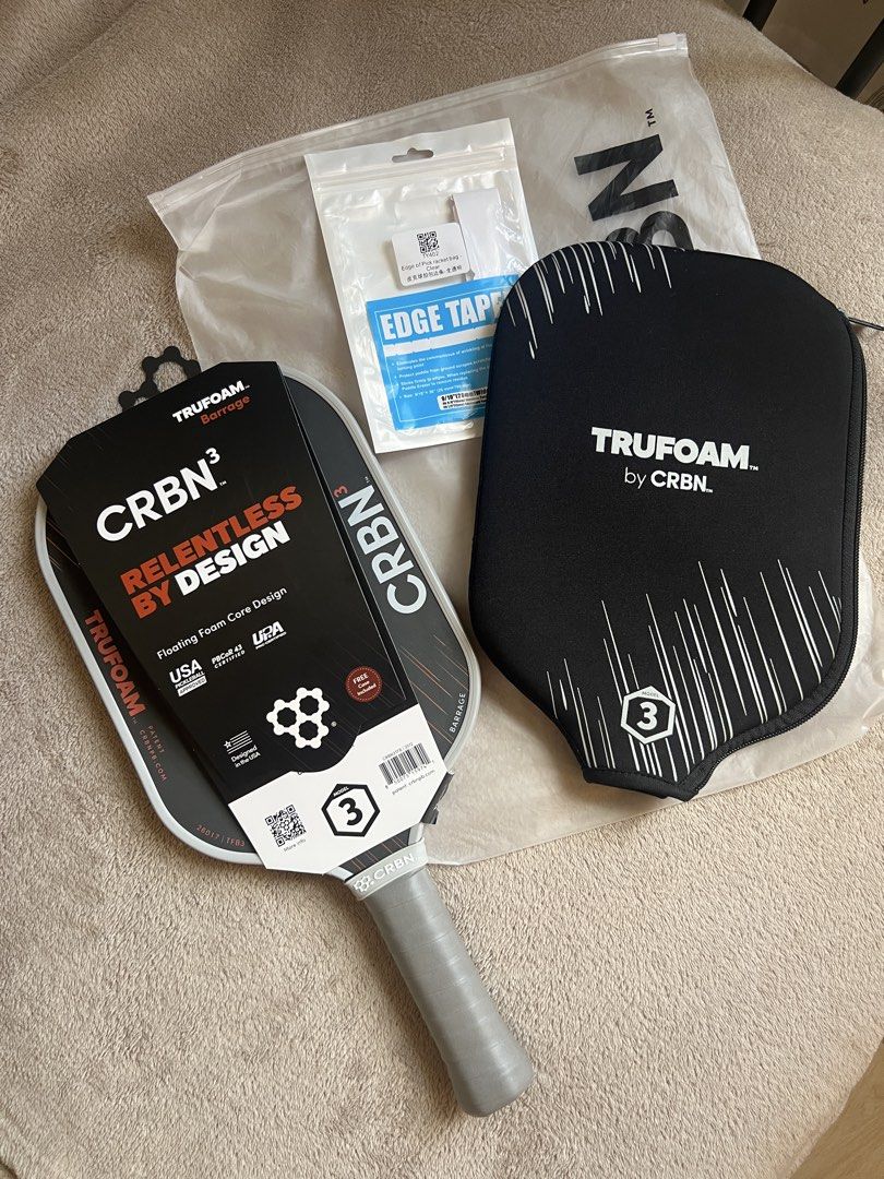 CRBN3 Trufoam Barrage Pickleball Paddle (Category: Racket and Ball Sports) located in Bulacan. Submitted by yannasells (Listing ID 1465834564, Image 1). Description: 🏓 CRBN Barrage 3 FOR SALE! 🏓 - Lady-owned - Used but well taken care of - Minor signs of usage only - Used only once a week for 2 months - NFC scannable - Comes with paddle cover + FREE edge tape - newly changed over grip 📌 Good condition and ready for its next owner!.
