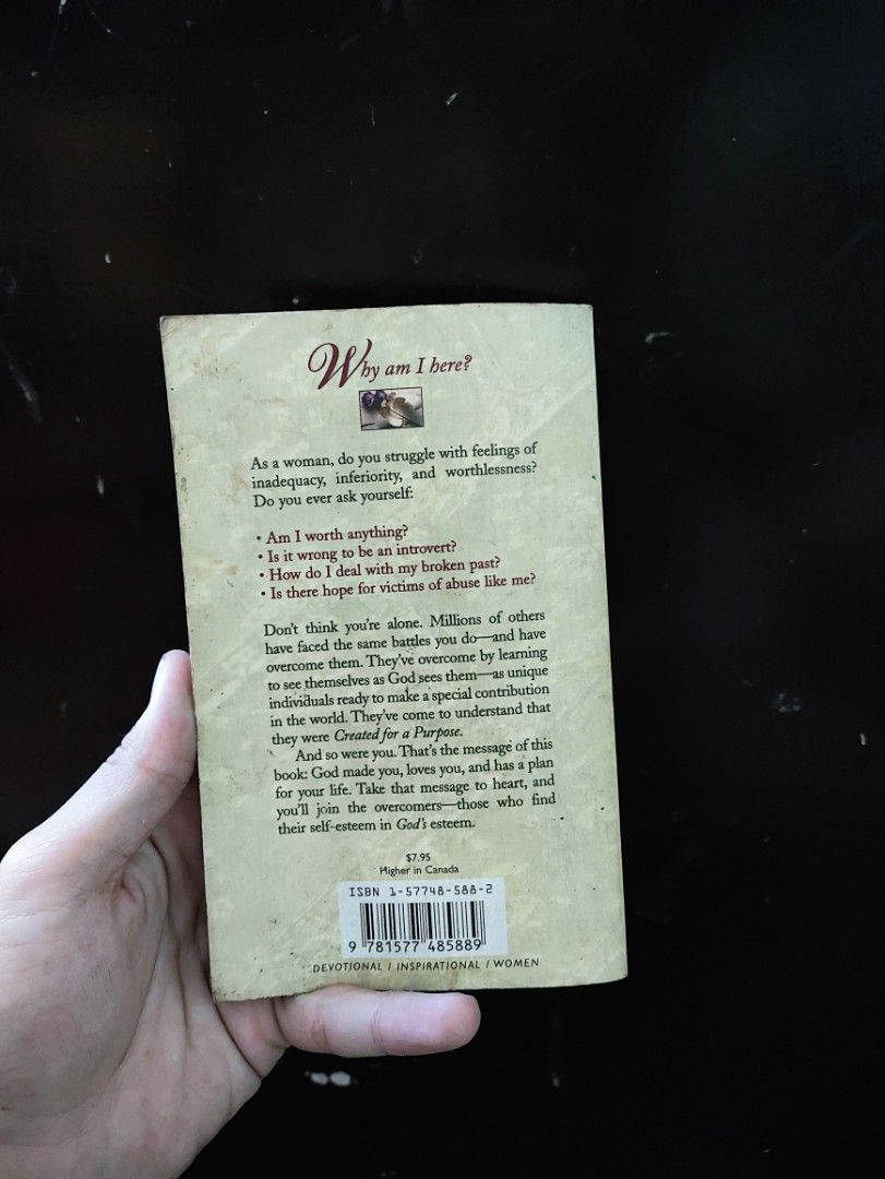Created for a Purpose – Darlene Sala (Category: Religion Books) located in Manila. Submitted by warmshark.1ae1ea (Listing ID 1465866125, Image 2). Description: Created for a Purpose by Darlene Sala. Inspirational Christian book focusing on purpose, faith and personal encouragement. Pre-owned condition with visible signs of age/use. A nice inspirational read or gift. 📍 Manila Meet-up / Lalamove available..