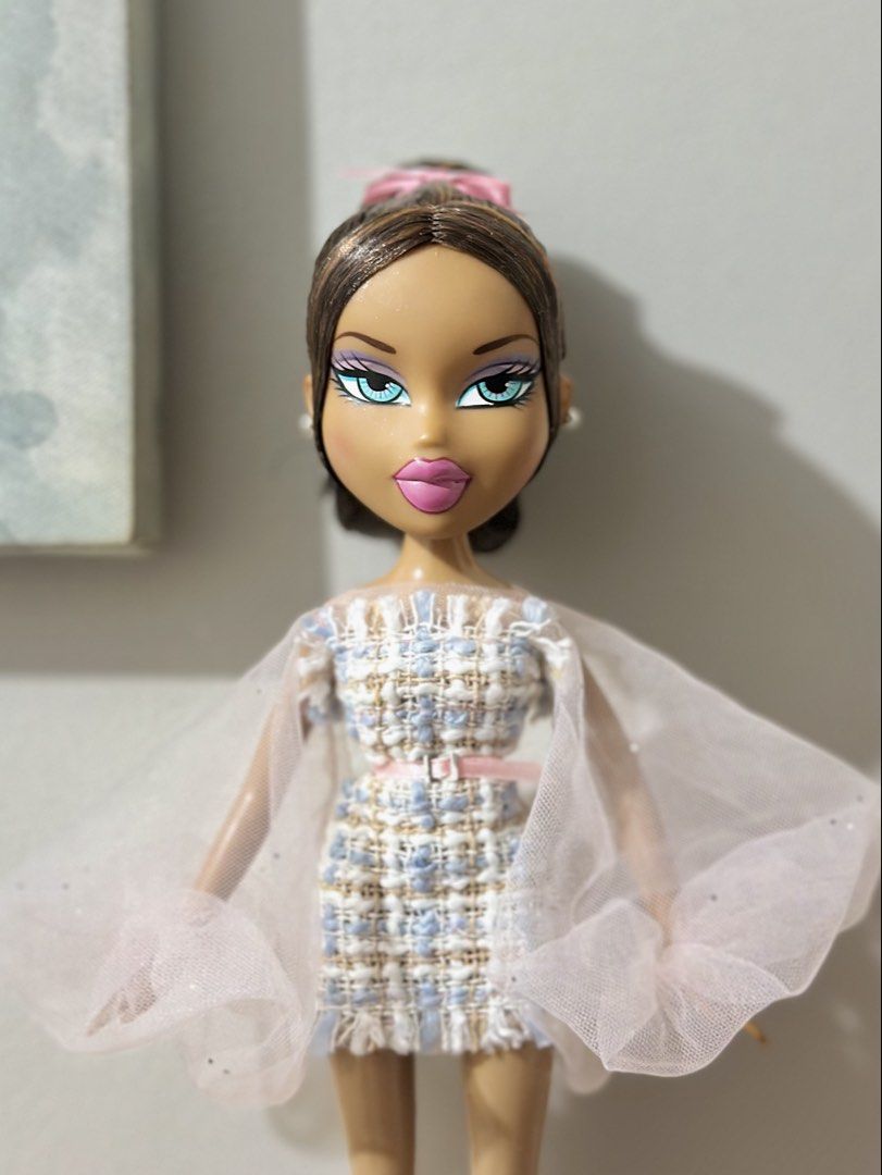 custom tweed ensemble for bratz (Category: Designer & Blind Box Toys) located in Abucay. Submitted by bratzboy (Listing ID 1465791735, Image 1). Description: sample tweed outfit plus belt. pink tulle sleeves is free. (mahirap isuot sa og body, need ng articulated na naaalis kamay) closes with metal snaps 350 plus shipping additional photos upon request.