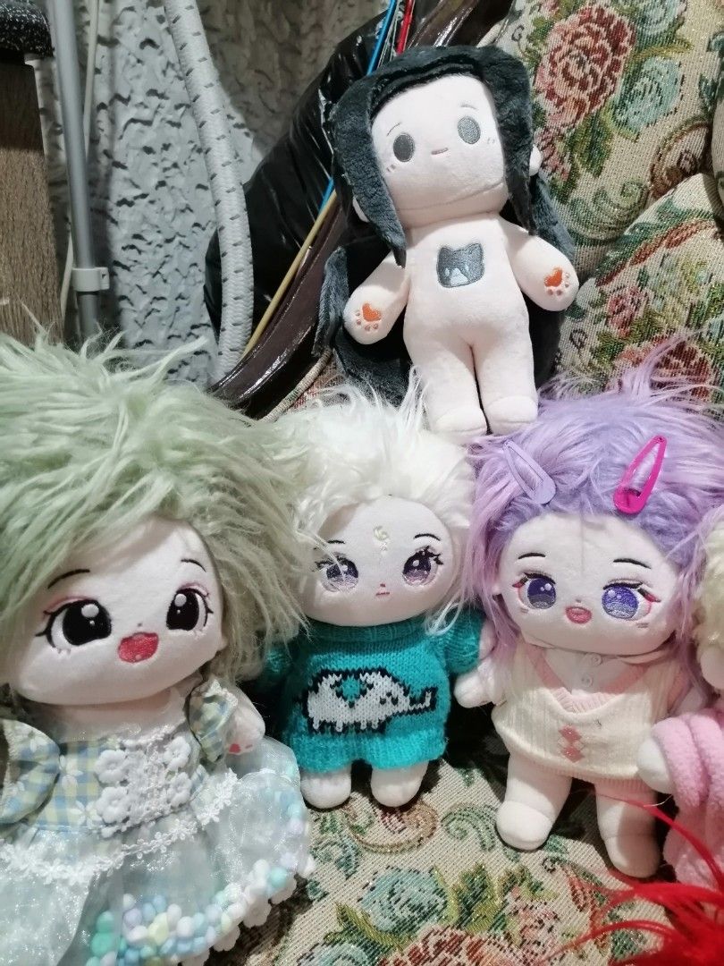 Cute Kpop Dolls Character (Category: Plushies & Soft Toys) located in Angono. Submitted by rlinee_93 (Listing ID 1465789413, Image 3). Description: - 230 each (take all 2,200) 11pcs - Assorted cotton plush dolls with unique hair colors and styles - Outfits include cute sweaters, dresses, and traditional robes - Soft fabric bodies with detailed embroidered facial expressions - Ideal for doll collectors and character plushie fans - Multiple designs