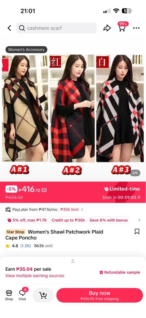 D#2 Women's Shawl Patchwork Plaid Cape Poncho (Category: Coats, Jackets and Outerwear) located in Quezon City. Submitted by mlbrncv (Listing ID 1465896768, Image 2). Description: .
