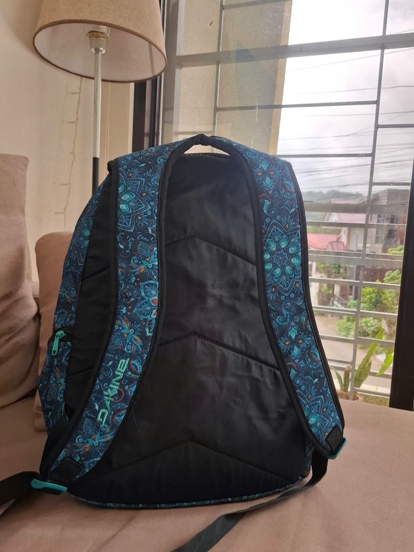 Dakine Backpack Blue Mandala Pattern (Category: Backpacks) located in Caloocan City. Submitted by zealriver-613d71 (Listing ID 1465915003, Image 2). Description: - Authentic Dakine backpack with eye-catching blue mandala print straps and trim - Comfortable black padded back panel for daily wear - Adjustable straps featuring teal DAKINE lettering and matching teal zipper pulls - Durable and sturdy construction, ideal for school, work, or daily com