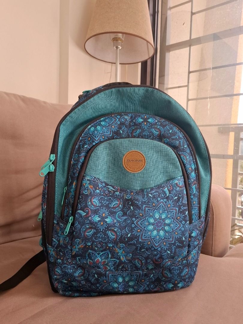Dakine Backpack Blue Mandala Pattern (Category: Backpacks) located in Caloocan City. Submitted by zealriver-613d71 (Listing ID 1465915003, Image 1). Description: - Authentic Dakine backpack with eye-catching blue mandala print straps and trim - Comfortable black padded back panel for daily wear - Adjustable straps featuring teal DAKINE lettering and matching teal zipper pulls - Durable and sturdy construction, ideal for school, work, or daily com
