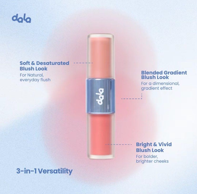 Dala Dual-Ended Liquid Blush 06 Mood & Muse (Category: Makeup) located in Tarlac. Submitted by declutteredbyglai (Listing ID 1465849473, Image 2). Description: - Brand: Dala Dual-Ended Liquid Blush - Shade: 06 Mood & Muse (Rich brick red & medium burnt coral) - Versatility: 3-in-1 formula for soft, vibrant, or gradient looks - Packaging: Double-ended tubes with easy-to-use applicators.