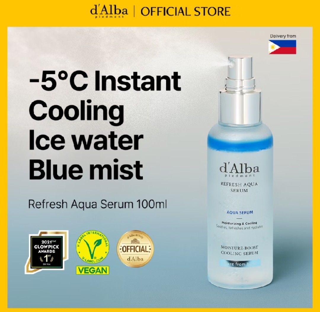 d'alba refresh aqua serum mist 100ml (Category: Face Care) located in Manila. Submitted by sh4ng (Listing ID 1465903886, Image 2). Description: 2pcs available ‼️ ₱500 EACH ‼️.