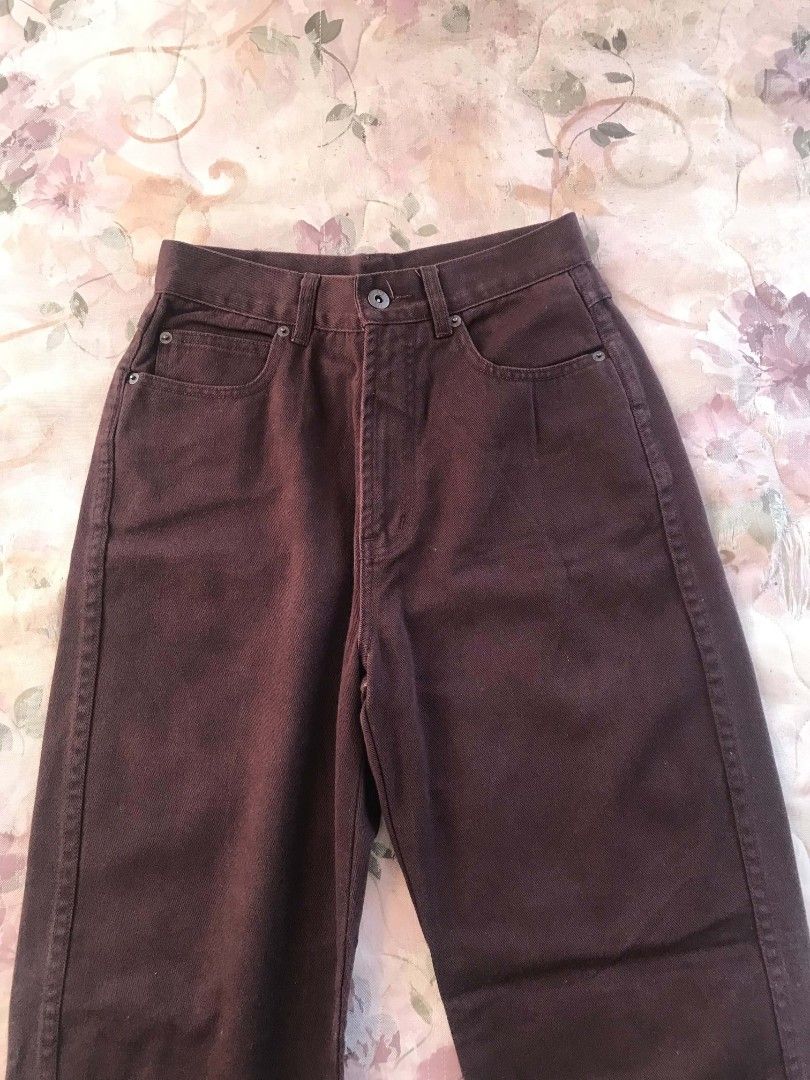 Dark Chocolate Brown Straight Leg Jeans (Category: Jeans) located in San Fernando. Submitted by jjimadu (Listing ID 1465774056, Image 2). Description: - Color: Solid dark brown - Fit: High waist, straight legs - Size: 24-25 Length: 42 Payment First J&T Direct for Shipping.
