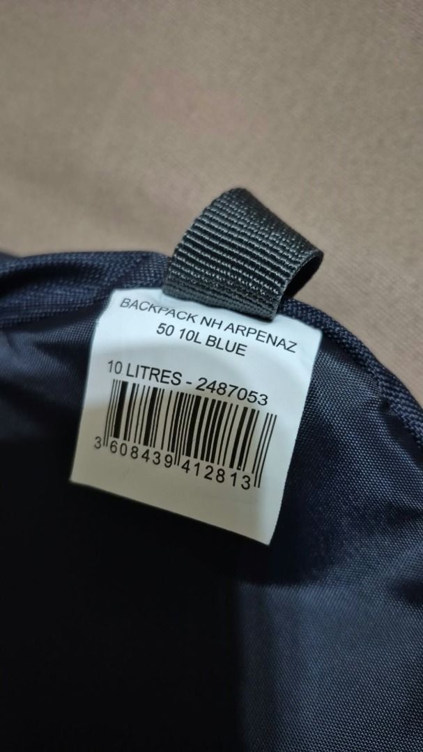 Decathlon NH Arpenaz 50 10L Blue Backpack (Category: Backpacks) located in Caloocan City. Submitted by zealriver-613d71 (Listing ID 1465913794, Image 2). Description: - Brand/Model: Decathlon NH Arpenaz 50 10L Backpack - Color: Blue - Capacity: 10 Litres, compact size - Material: 100% polyester main fabric and lining, polypropylene webbing, and polyurethane coating - Condition: Clean inside and out, brand new with barcode tag attached - Best for: