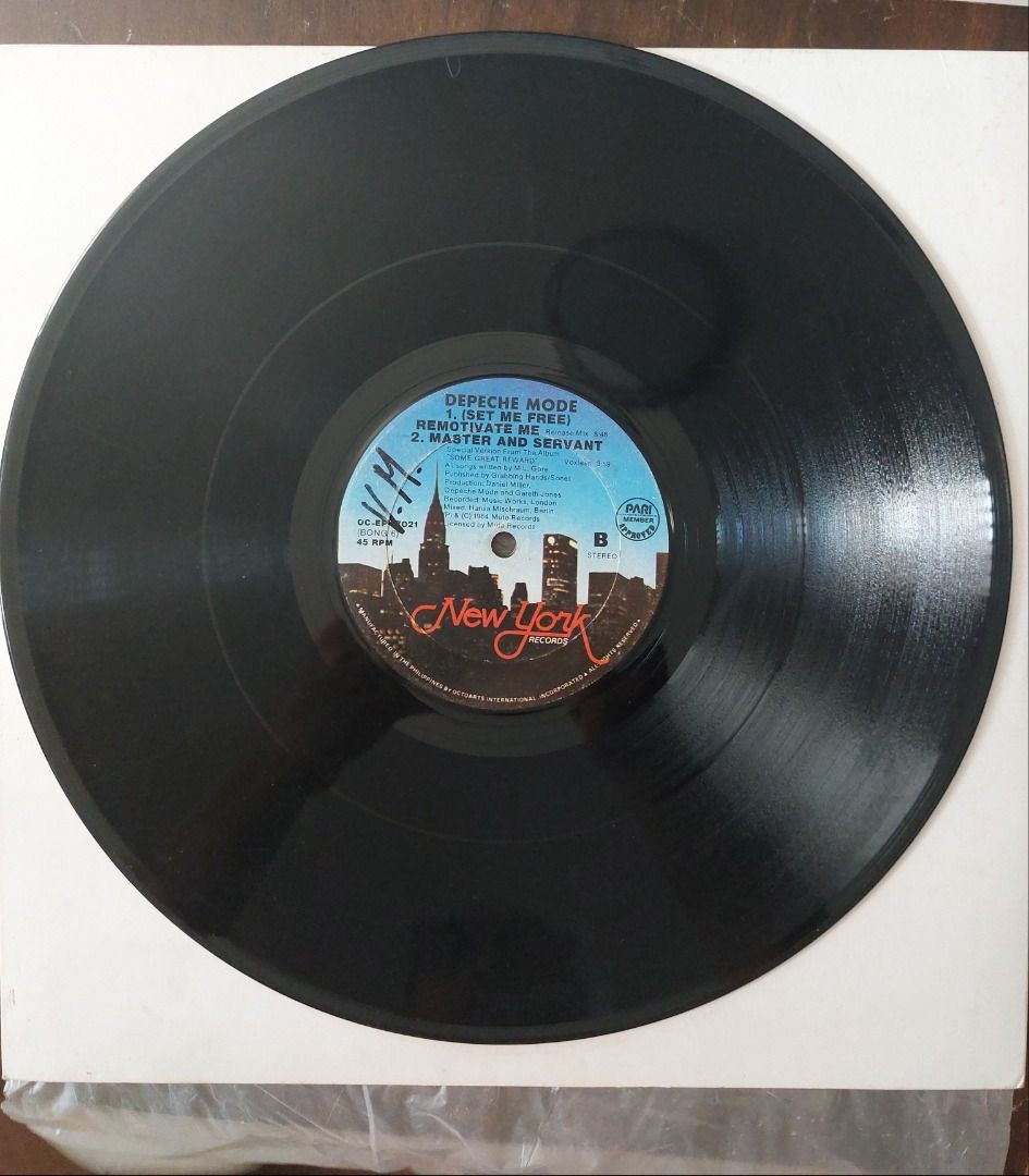 Depeche Mode Master and Servant Vinyl Record (Category: Vinyls) located in Quezon City. Submitted by safefish_95f205 (Listing ID 1465762401, Image 2). Description: - Artist & Track: Depeche Mode - Master and Servant - Label: New York Records (Catalog # OG-RR-51001, Stereo) - Speed: 45 RPM - Format: Vinyl Single (Side A) - Genre: Classic Synth-Pop - Condition: Brand new / pristine - Perfect addition to any 80s synth-pop or vinyl collection!.