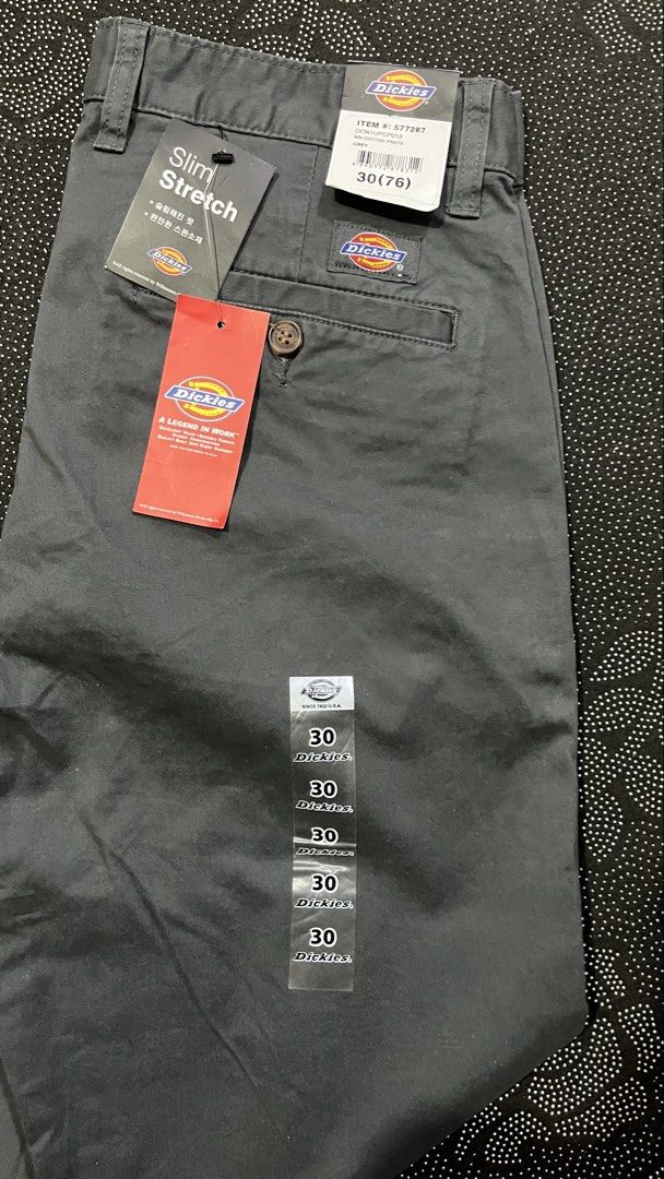 Dickies slim-stretch trousers (Category: Trousers) located in Porac. Submitted by macky.ron (Listing ID 1465800729, Image 2). Description: Length:41 Waist: 30 Condition: Excellent Color rate: 10/10 Issue (s): none Complete Tags.