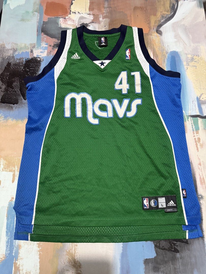Dirk Nowitzki Jersey (Category: Activewear) located in Las Pinas. Submitted by thrftmnl. (Listing ID 1465893836, Image 1). Description: Dallas Mavericks- 41 Dirk Nowitzki Size: Large (fits L-XL) Dimes Width: 24.5 Length: 31 front / 33 back Issue: removed back patch.