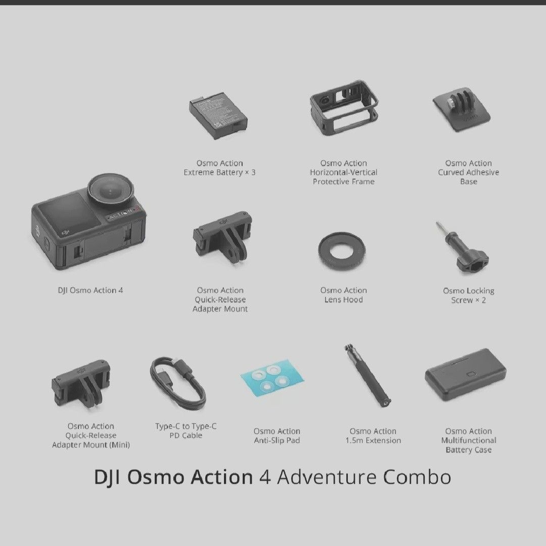 DJI Osmo Action 4 (Category: Cameras) located in Cavite. Submitted by sofabinpink (Listing ID 1465933719, Image 2). Description: Adventure Combo 3 extra lens / filter water camera case + floating selfie stick bag camera case tempered glass already installed NO ISSUE.