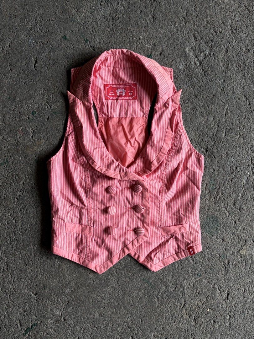 edc Striped Pink Waistcoat Vest (Category: Sleeveless) located in Quezon City. Submitted by ward.drobe (Listing ID 1465788187, Image 1). Description: Espirt pink vest Size XS - S.