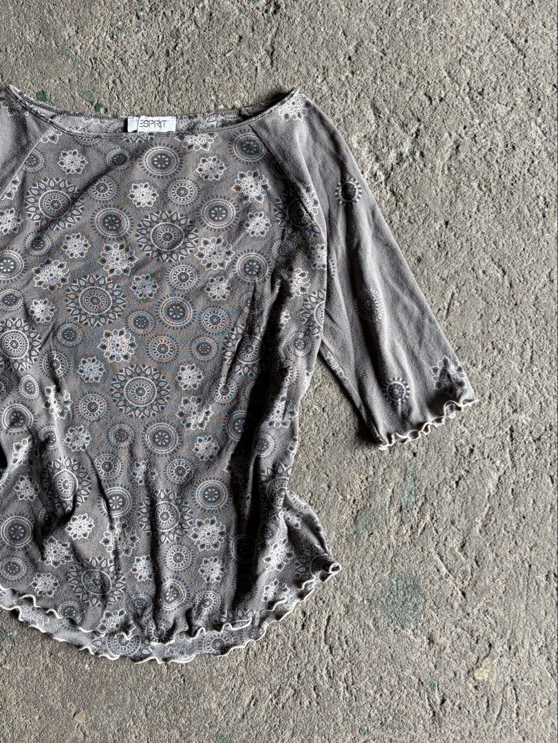 Esprit Grey Mandala Print Lettuce Hem Top (Category: Blouses) located in Quezon City. Submitted by ward.drobe (Listing ID 1465782993, Image 2). Description: Espirit top Size S-M strechy .