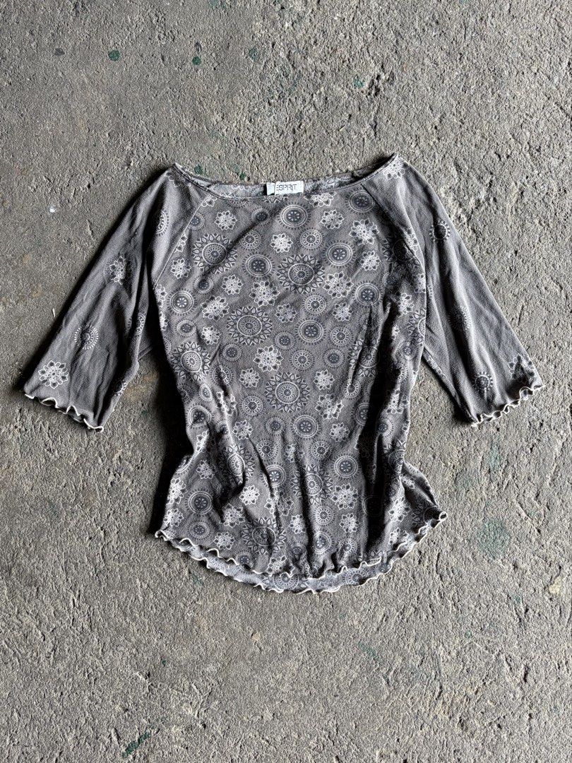 Esprit Grey Mandala Print Lettuce Hem Top (Category: Blouses) located in Quezon City. Submitted by ward.drobe (Listing ID 1465782993, Image 1). Description: Espirit top Size S-M strechy .