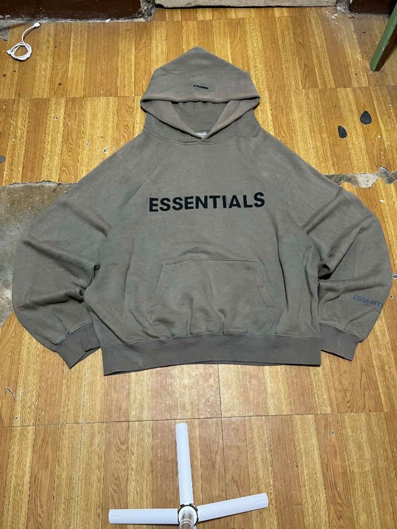 Essentials Brown Hoodie (Category: Coats, Jackets and Outerwear) located in Manila. Submitted by kelly_thrifts (Listing ID 1465943662, Image 1). Description: Essentials FOG Hoodie Color Rate - 8.5/10 Width - 24 Length - 26.