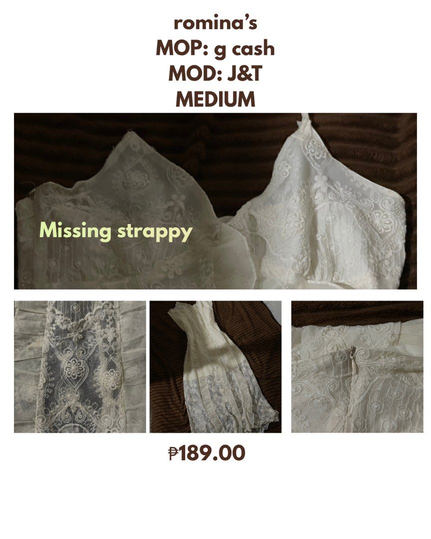 Fairy dress [missing strap but SO SO SO GOOD] (Category: Dresses) located in Lucena. Submitted by rominamari62611 (Listing ID 1465875650, Image 1). Description: FAIRY DRESS COLOR: OFFWHITE GOOD FOR PHOTOSHOOTS OR COSTPLAYS.