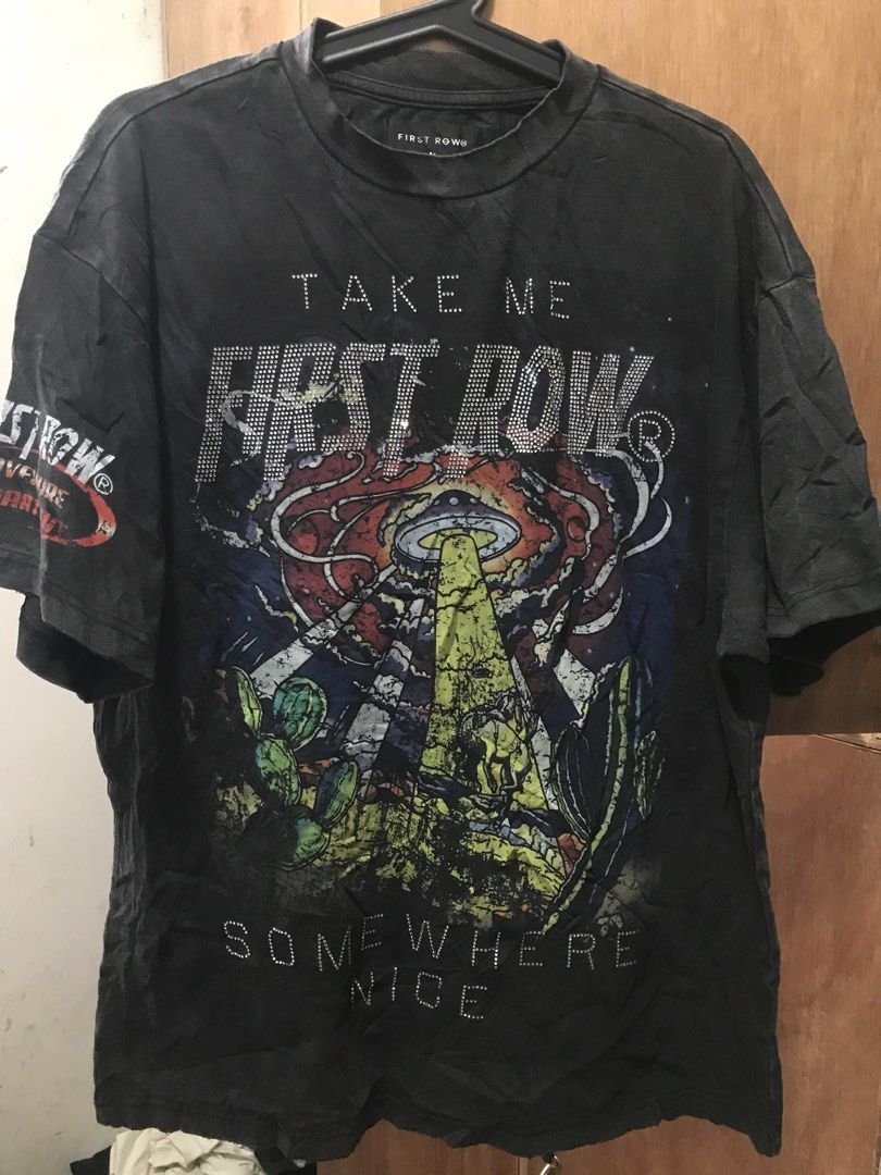 First Row graphic t-shirt (Category: Tshirts & Polo Shirts ) located in Libona. Submitted by ooaakklleeyy (Listing ID 1465798219, Image 1). Description: First Row rhinestone graphic t-shirt 26” length x 22” width Minimal acid wash design .