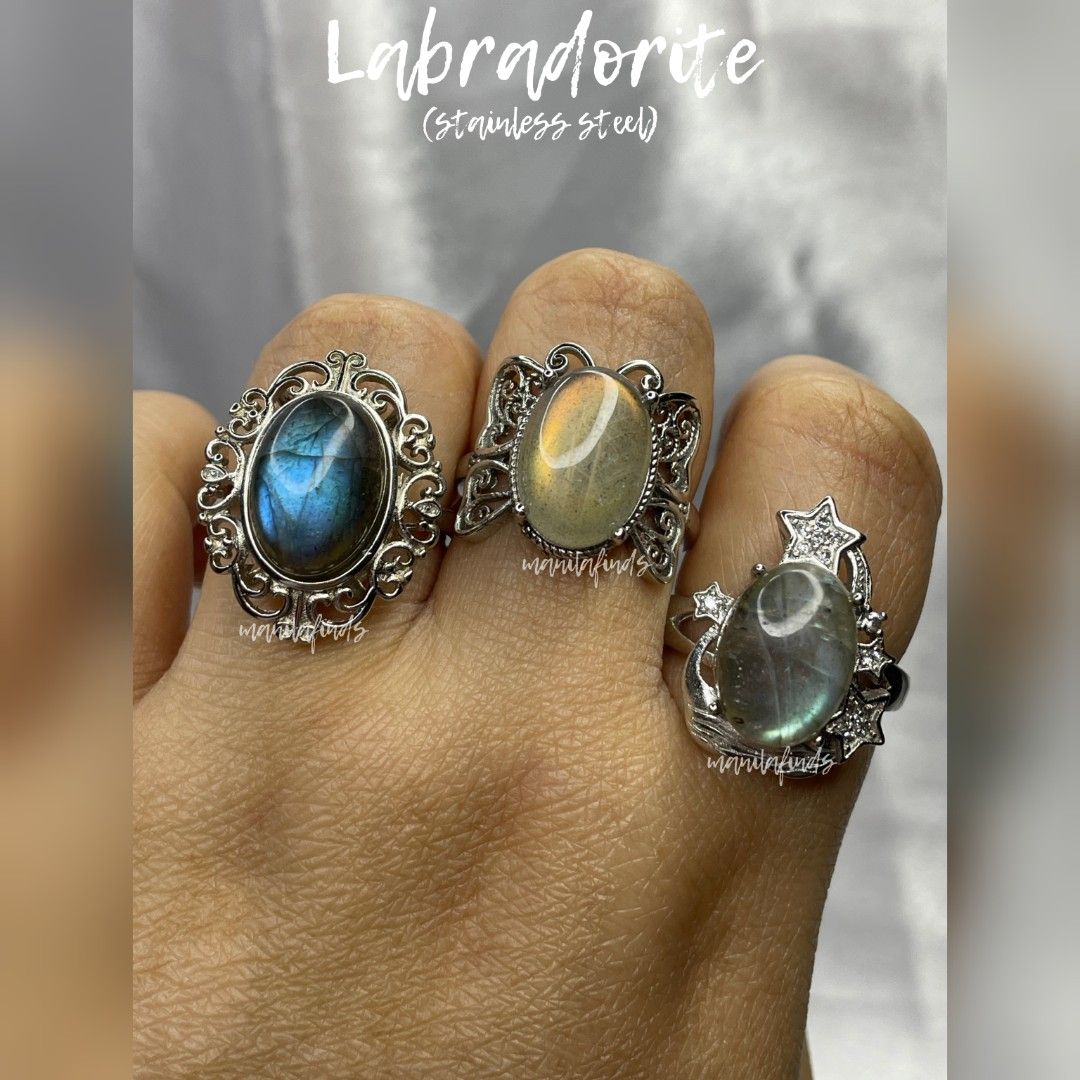 Flashy Labradorite chunky adjustable stainless rings (Category: Rings) located in Caloocan City. Submitted by manilafinds. (Listing ID 1465927468, Image 3). Description: ⚜️ Labradorite ⚜️ #manilafindsRings ✔️ Stainless Steel ✔️ Adjustable Fit 🎀 𝗔𝘃𝗮𝗶𝗹𝗮𝗯𝗹𝗲 𝗼𝗻 𝗺𝘂𝗹𝘁𝗶𝗽𝗹𝗲 𝗽𝗹𝗮𝘁𝗳𝗼𝗿𝗺𝘀 — 𝗳𝗶𝗿𝘀𝘁 𝘁𝗼 𝗽𝗮𝘆, 𝗳𝗶𝗿𝘀𝘁 𝘁𝗼 𝘀𝗲𝗰𝘂𝗿𝗲. 🎀 1️⃣ ₱600 2️⃣ ₱580 3️⃣ ₱550 👆🏼 Tap ➡️ #MNLFindsAVAILABLE ⬅️ to view all available it