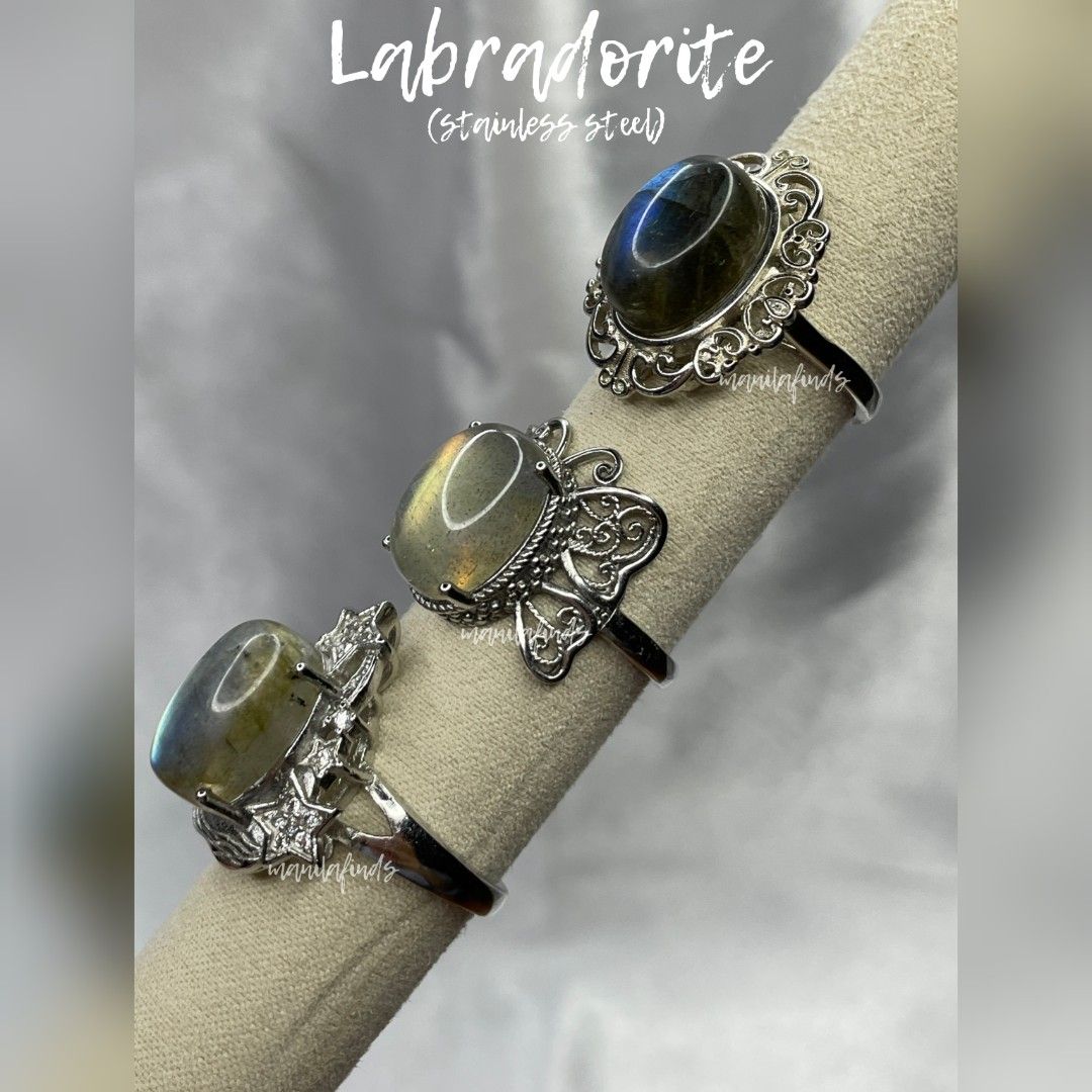 Flashy Labradorite chunky adjustable stainless rings (Category: Rings) located in Caloocan City. Submitted by manilafinds. (Listing ID 1465927468, Image 2). Description: ⚜️ Labradorite ⚜️ #manilafindsRings ✔️ Stainless Steel ✔️ Adjustable Fit 🎀 𝗔𝘃𝗮𝗶𝗹𝗮𝗯𝗹𝗲 𝗼𝗻 𝗺𝘂𝗹𝘁𝗶𝗽𝗹𝗲 𝗽𝗹𝗮𝘁𝗳𝗼𝗿𝗺𝘀 — 𝗳𝗶𝗿𝘀𝘁 𝘁𝗼 𝗽𝗮𝘆, 𝗳𝗶𝗿𝘀𝘁 𝘁𝗼 𝘀𝗲𝗰𝘂𝗿𝗲. 🎀 1️⃣ ₱600 2️⃣ ₱580 3️⃣ ₱550 👆🏼 Tap ➡️ #MNLFindsAVAILABLE ⬅️ to view all available it