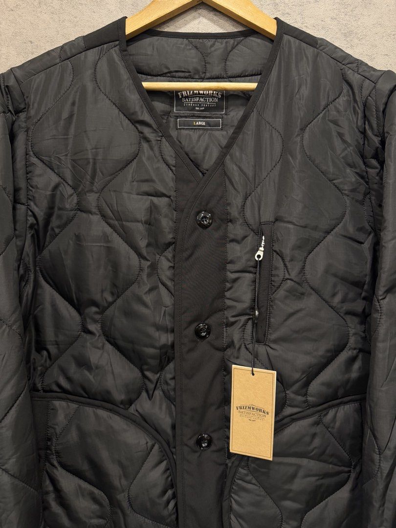 FRIZMWORKS - FW21 - M65 FIELD LINER WORK JACKET (Category: Coats, Jackets and Outerwear) located in Makati City. Submitted by daboy_ (Listing ID 1465945713, Image 2). Description: Size: Large Condition: New Made in: China Material: 100% Polyester Dimensions Width: 22” Length: 28” Sleeves: 25” Shoulder: 17”.