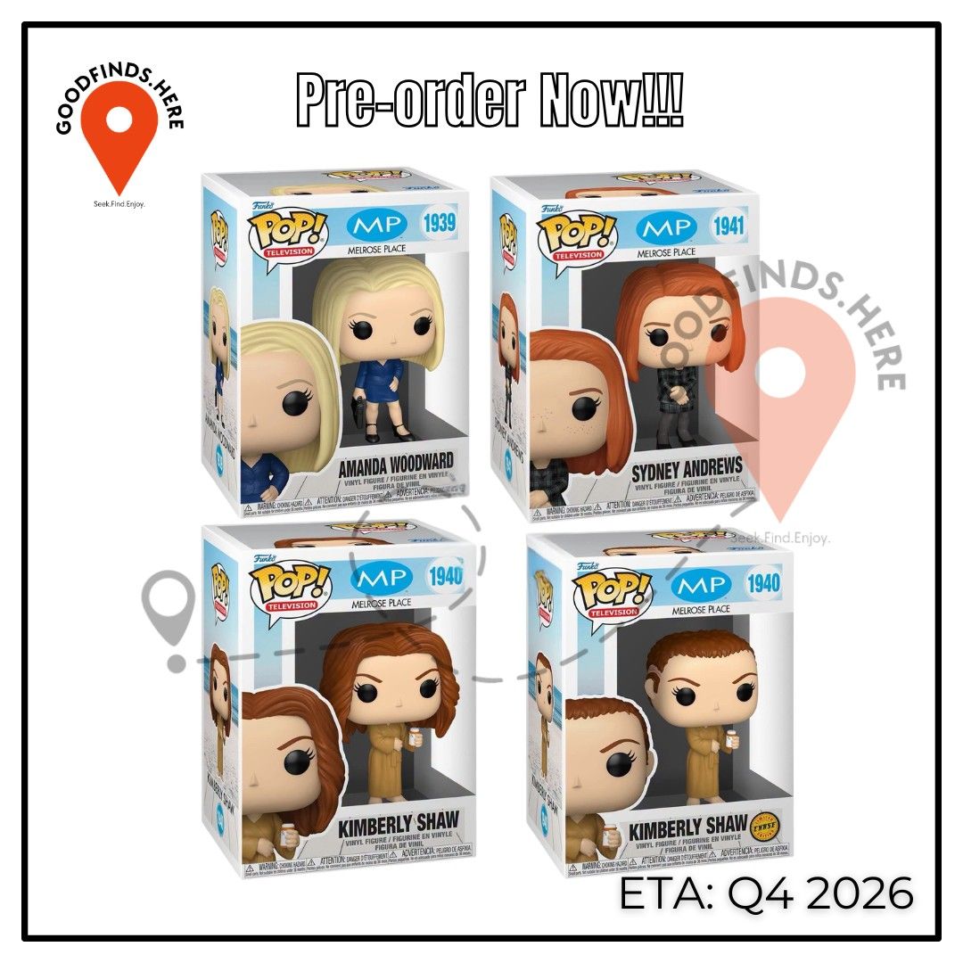 Funko: Melrose Place Preorder (Category: Action & Battle Toys) located in Pasig City. Submitted by goodfinds.here (Listing ID 1465831786, Image 1). Description: ❗Funko: Melrose Place Preorder❗ ▪️Amanda Woodward ▪️Sydney Andrews ▪️Kimberly Shaw ₱800 each / DP: 400 each ▪️Kimberly Shaw CHASE ₱2,750 / DP: 1,300 ETA: Q4 2026 (subject for DELAY or to change without prior notice) ❗For Pre-order ONLY, No extra available❗ DOWNPAYMENT is required to RESER