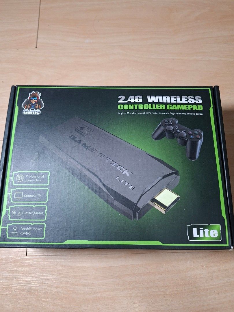 Game Stick Lite 4K Wireless Controller Gamepad (Category: Controllers) located in Baguio. Submitted by restyrille77846 (Listing ID 1465889157, Image 1). Description: - Plug-and-play retro gaming console that connects directly to your TV via HDMI - Includes 2 wireless gamepads with dual analog sticks for comfortable multiplayer action - Ready to play out of the box with included USB receiver, HDMI extension cable, and manual - Packed in a nice ori