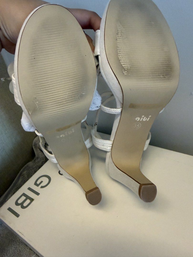 Gibi Medea White Floral Heels Size 35 (Category: Heels) located in Santa Rosa. Submitted by alyssa21 (Listing ID 1465953661, Image 3). Description: - Brand: Gibi Medea - Style: Strappy heels with floral & rhinestone toe strap - Color: White - Size: 35 - Condition:used only in pictorial - Inclusions: Original box with tag - Original Price: ₱2,299.75.