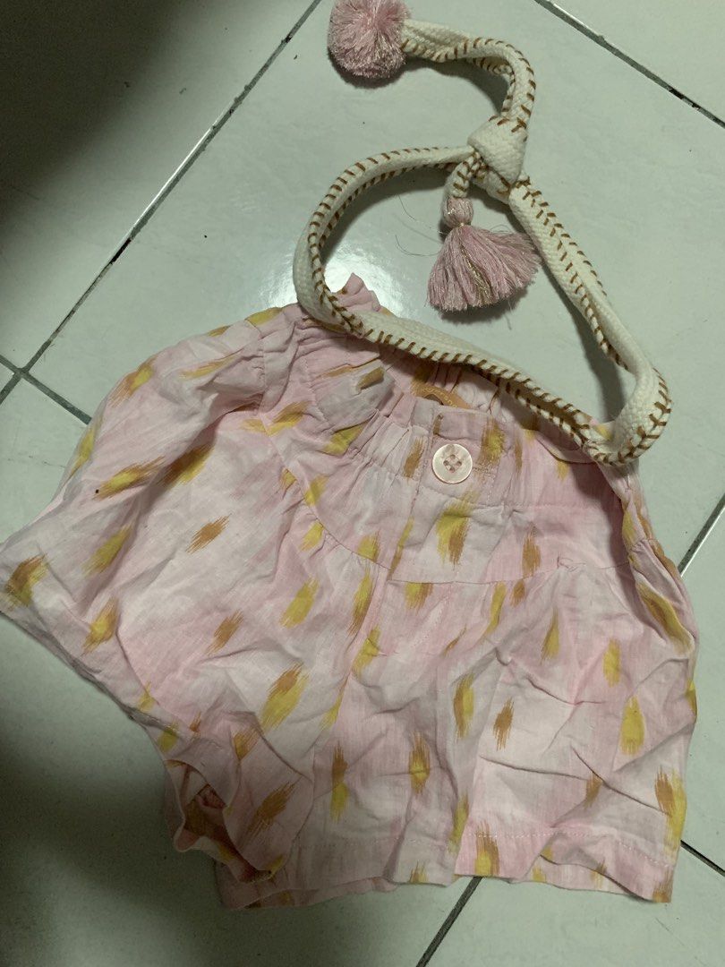 Gingersnaps Pink Printed Shorts with Belt Size 2 (Category: Babies & Kids Fashion) located in Malabon City. Submitted by vewonica (Listing ID 1465811665, Image 1). Description: - Brand: Gingersnaps - Size: 2 (Toddler) - Design: Pink shorts with yellow brushstroke prints - Waistband: Elasticated back with single front button closure - Extra: Includes a thick knitted belt with playful pink tassels and pom-poms - Comfort: Made from soft, toddler-fri