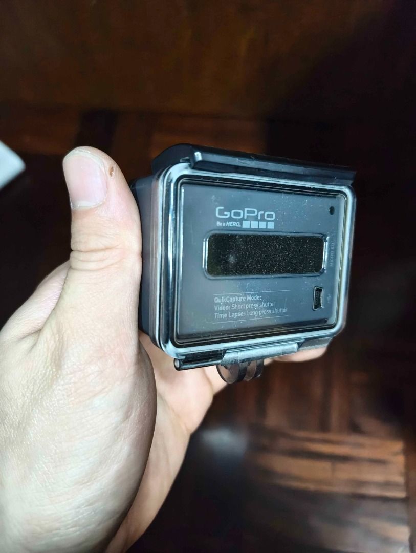GoPro Hero Action Camera (2014 Entry-Level) with Case (Category: Cameras) located in Quezon City. Submitted by luisykeh (Listing ID 1465874967, Image 2). Description: GoPro HERO (2014 Entry-Level Edition). Used but heavily cared for and in very good, like-new physical condition. Records great 1080p video inside its integrated waterproof housing case. Great for a budget dashcam, bike cam, or starter action camera. Condition: Used (Very Good Condit