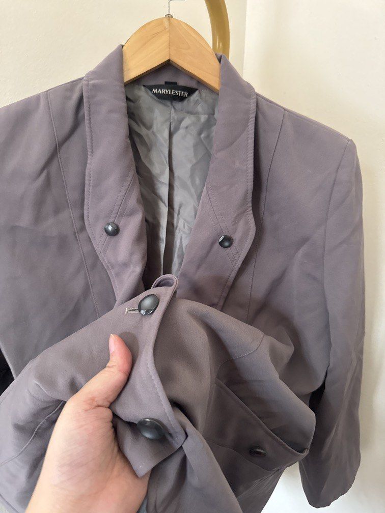 Gray Jacket Blazer (Category: Coats, Jackets and Outerwear) located in Mexico. Submitted by studioleraph (Listing ID 1465831329, Image 2). Description: 🛍️ Perfect for your personal wardrobe 🫶 Please see actual measurements on last photo. 👗 The actual item being sold is the original garment shown in the product photos. Small differences in fit, drape, color, texture, or details may occur. 💌 Condition: • Preloved; Please wash the items before w
