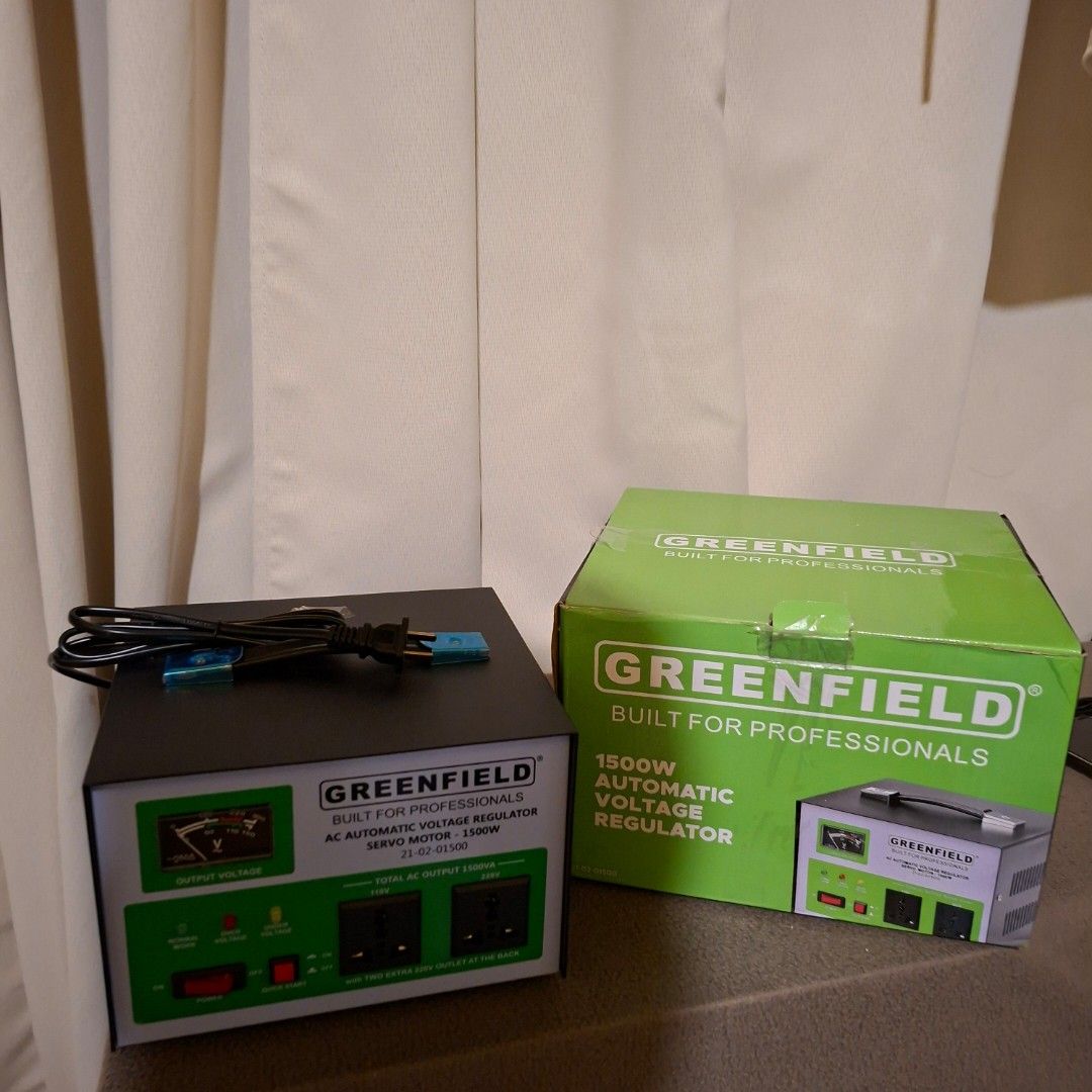 Greenfield 1500w avr automatic voltage regulator (Category: Cleaning Tools & Supplies) located in Pasig City. Submitted by thethinkers (Listing ID 1465762680, Image 2). Description: .