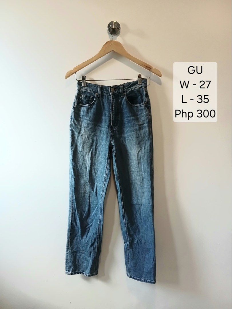 GU Blue Straight-cut Denim Jeans (Category: Jeans) located in Manila. Submitted by wisecat.4a7eea (Listing ID 1465829026, Image 1). Description: - Brand: GU - Style: High-waisted straight leg denim jeans - Color: Medium blue wash - Details: Front button closure and classic pockets - Condition: Great everyday wardrobe staple, easy to style with basic tees or sweaters.