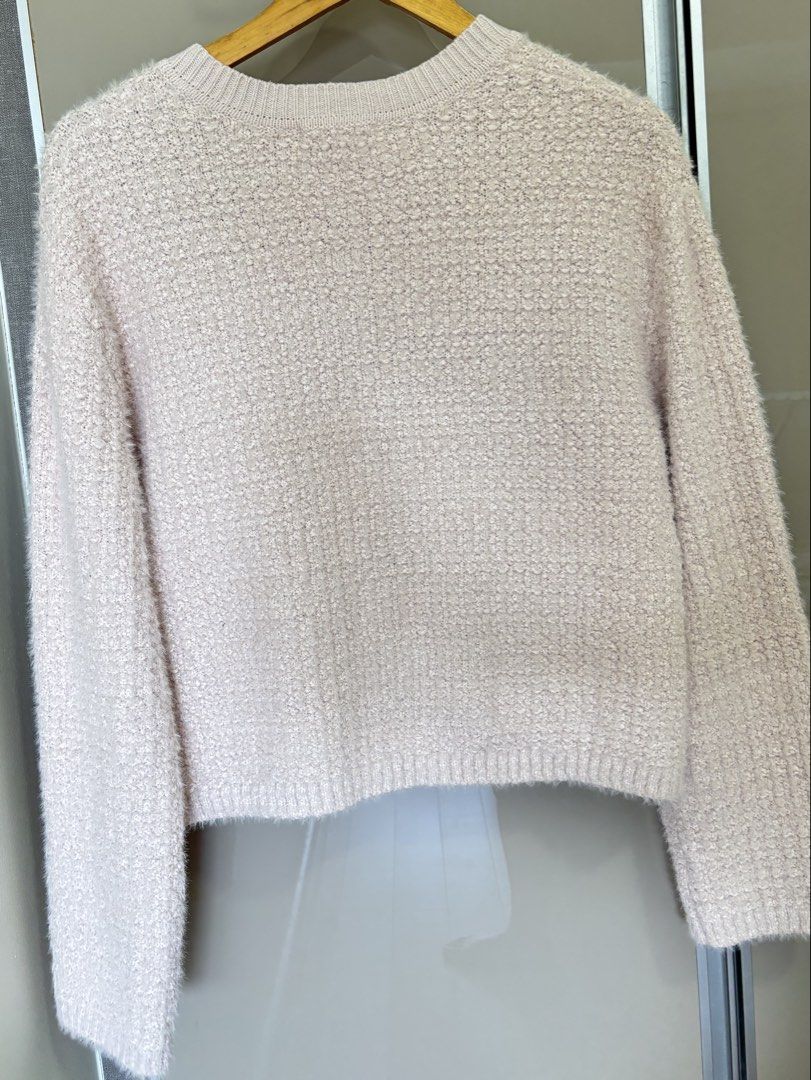 GU Knit Cardigan Pale Pink (Category: Coats, Jackets and Outerwear) located in Pasay City. Submitted by mommapauie (Listing ID 1465902141, Image 2). Description: - Brand: GU - Size: Large - Color: Pale Pink - Material: Textured fuzzy knit fabric - Details: Gold-toned front buttons, two front pockets - Trim: Ribbed crew neckline, cuffs, and hem -Bought in Japan (Used twice).