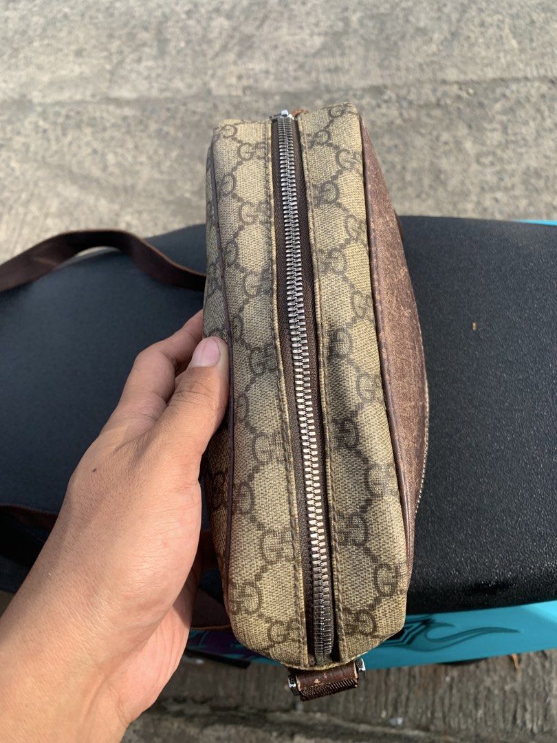 Gucci GG Supreme Sling Bag (Category: Sling Bags) located in Gingoog City. Submitted by pureshark-307a (Listing ID 1465841494, Image 3). Description: - Authentic Gucci messenger bag in signature GG Supreme canvas - Premium brown leather trim and durable zip closure - Adjustable brown web strap with a comfortable padded shoulder piece - Convenient zippered exterior front pocket for easy access - Compact yet spacious main compartment, ideal for dai
