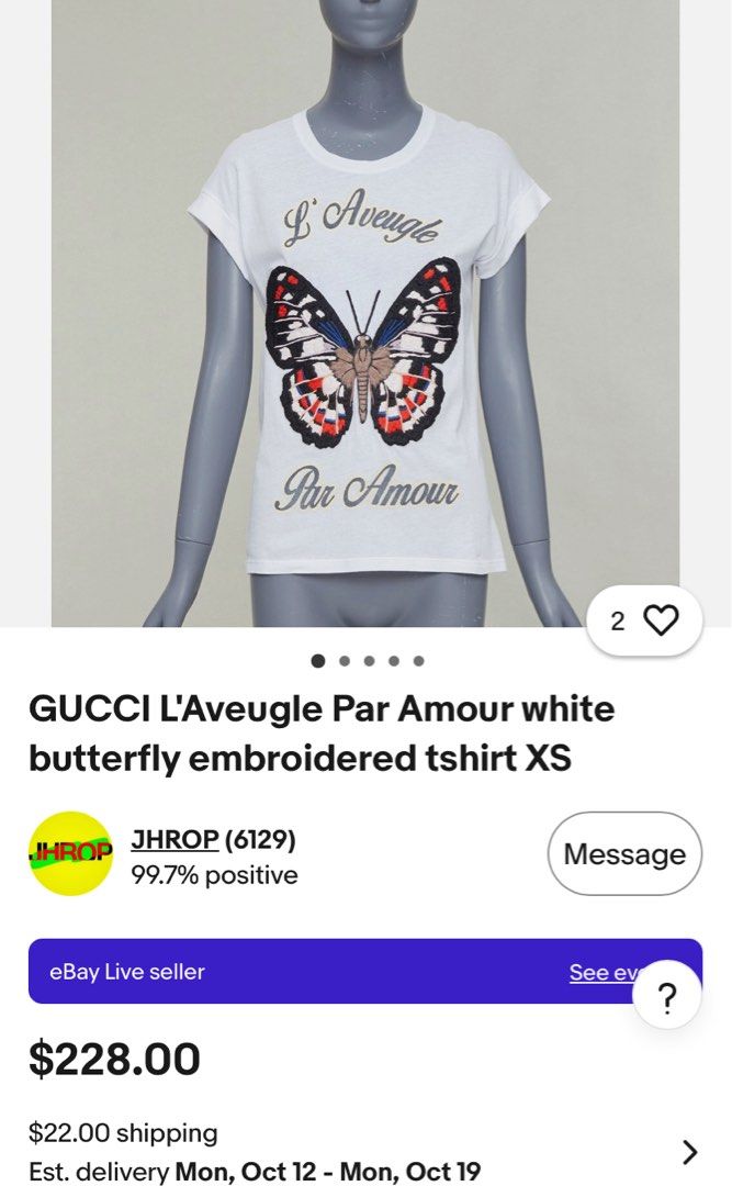 Gucci L’Aveugle par amoure (Category: Shirts) located in Quezon City. Submitted by hustle_mind (Listing ID 1465900135, Image 2). Description: Authentic no issue steal.