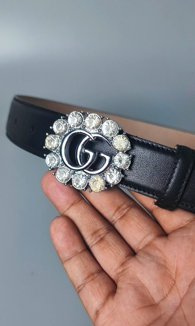 Gucci Rhinestone Belt (Category: Belts) located in Bulacan. Submitted by 4kcollection (Listing ID 1465848269, Image 3). Description: Gucci Rhinestone Belt Excellent Condition Size: 30 Dm for sure buyer 📩 MOP: Gcash / Maya / BPI Courier: J&t / Lbc / Lalamove Location: SJDM Bulacan.