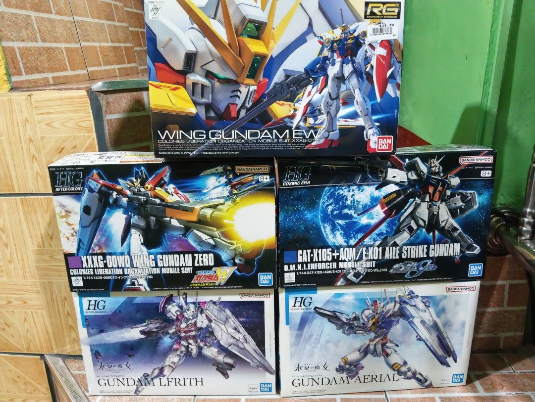 Gundam Brand New (Category: Gundam & Model Kits) located in Caloocan City. Submitted by jbfuenzalida27 (Listing ID 1465791891, Image 1). Description: Brand new Unbuilt HG Gundam Aeriel -1k HG Gundam Lfrith- 1k HG Aile Strike Gundam-1k HG Wing Gundam - 1,150 RG Gundam Wing EW- 1,700 Meetup: c3 caloocan or pick up.