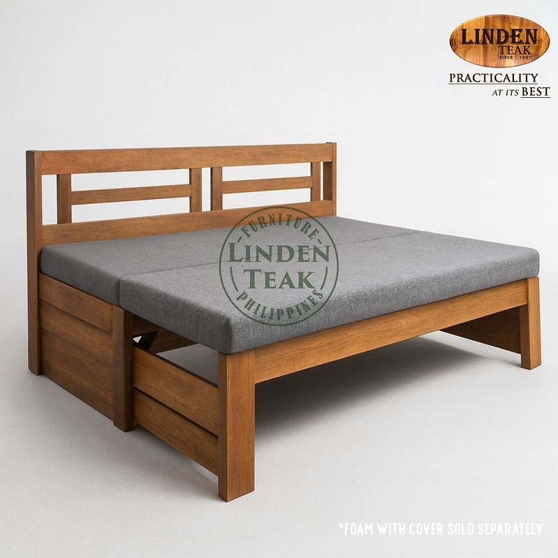 Handcrafted Solid Teak Wood Front Pull without Arm Sofa Bed Frame (Category: Sofas) located in Quezon City. Submitted by irishbuce601386 (Listing ID 1465810967, Image 2). Description: ITEM: Handcrafted Solid Teak Wood Front Pull without Arm Sofa Bed Frame SERIES: Gold Teak (Indoor Series) MAIN MATERIAL: Teak Wood (Tectona Grandis) FINISHING: N. Cellulose APPROXIMATE DIMENSIONS: (size may slightly vary due to its handcrafted nature) Bed Frame Form