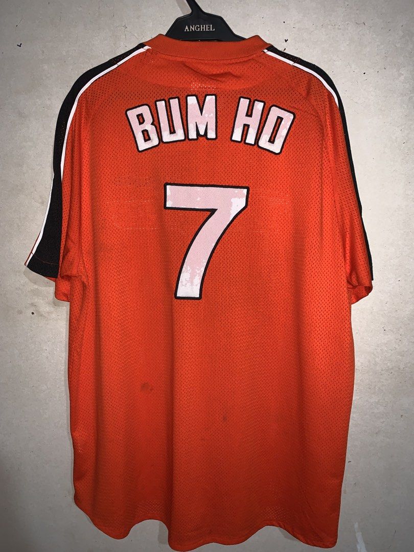 Hanwha Eagles Baseball Jersey #7 Bum Ho (Category: Activewear) located in Naga. Submitted by than09070539101 (Listing ID 1465885805, Image 3). Description: - Official licensed Hanwha Eagles jersey by Snepos - Bright orange color with stylish black and white shoulder stripes - Features player name Bum Ho and number 7 printed on the back - Button-down front design made with breathable mesh material - Tag size: 110 - Condition: Shows some minor wear