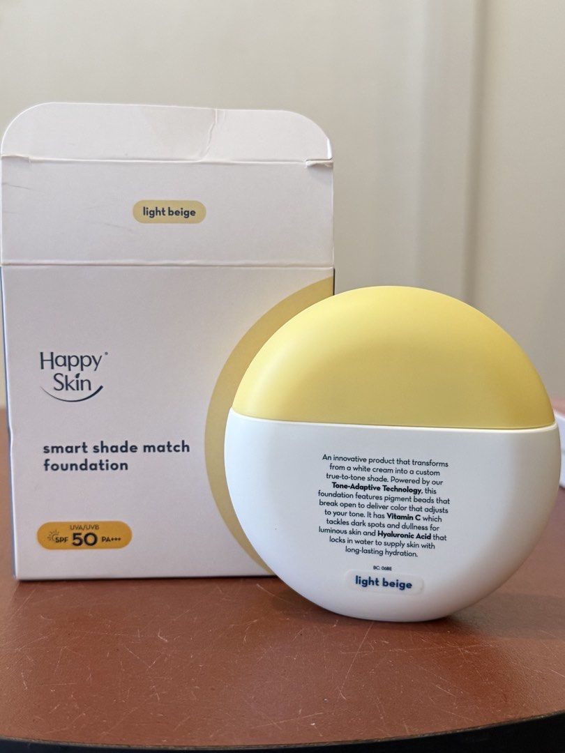 Happy skin Smart shade match foundation spf50 light beige (Category: Makeup) located in Quezon City. Submitted by quirksandcurls (Listing ID 1465762017, Image 2). Description: .