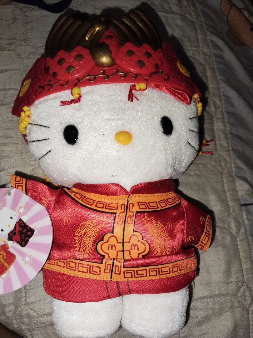 Hello Kitty McDonald's Plush Toy Collection (Category: Plushies & Soft Toys) located in Manila. Submitted by kittygalore0615 (Listing ID 1465778741, Image 3). Description: - Set of 4 McDonald's Sanrio Kitty plush toys - Includes: Astronaut Dear Daniel (with helmet), CNY Dragon Robe, Wedding Phoenix Crown, and Graduation Gown - Original pink collector hang tags still attached - Clean fabric and vibrant colors - Well-kept adult-owned collection set