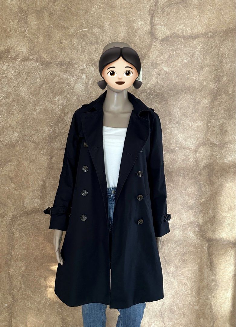 High Quality Premium Trench coat (Category: Coats, Jackets and Outerwear) located in Quezon City. Submitted by mikeylachua29 (Listing ID 1465860824, Image 3). Description: Good as new / no flaws Rate 10/10 Color: dark blue Size: Medium Bought in Japan / like uniqlo What you see is what you get.