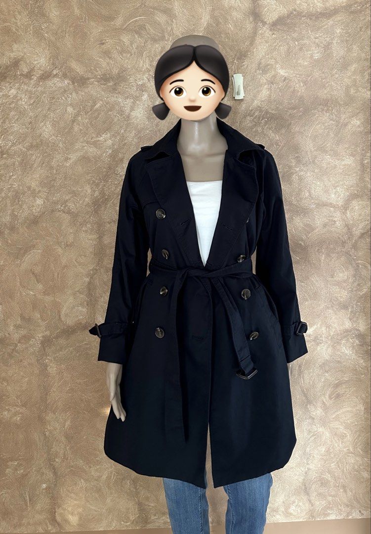 High Quality Premium Trench coat (Category: Coats, Jackets and Outerwear) located in Quezon City. Submitted by mikeylachua29 (Listing ID 1465860824, Image 2). Description: Good as new / no flaws Rate 10/10 Color: dark blue Size: Medium Bought in Japan / like uniqlo What you see is what you get.