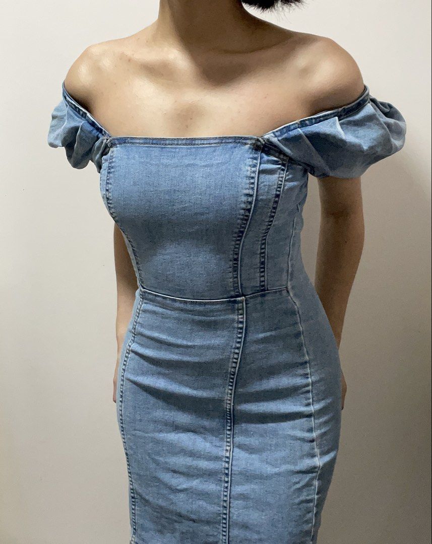H&M Denim Puff Dress (Category: Dresses) located in Marikina City. Submitted by kirumei01 (Listing ID 1465760726, Image 3). Description: i’ll give 100 pesos discount for purchases up to 1k !! :) .
