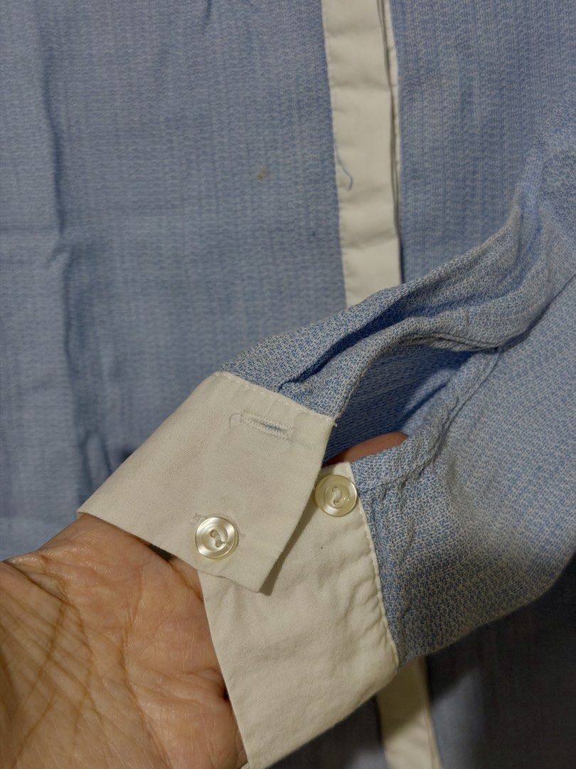 H&M light blue longsleeves (Category: Longsleeves) located in Rizal. Submitted by lmbelle (Listing ID 1465939685, Image 2). Description: light blue with white cuffs long sleeves S/M sizing.