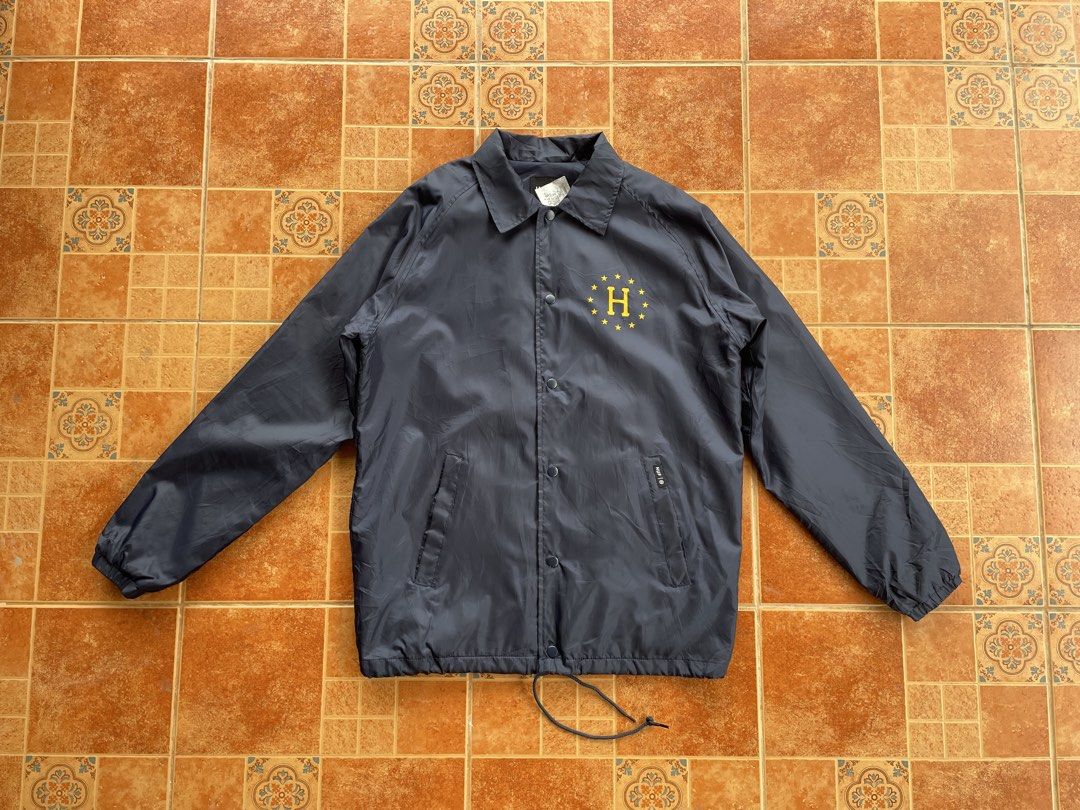 HUF MENS SET H NYLON COACHES JACKET (Category: Coats, Jackets and Outerwear) located in Manila. Submitted by francmarqu10965 (Listing ID 1465870442, Image 1). Description: (NAVY BLUE) M ON TAG | 22x28.5 like new, no issues | wash/plantsa nalang 9.8/10 color rate 100% NYLON MULLET TYPE DESIGN FRONT&BACK LOGO | BIG H LOGO AT THE BACK QUICKDRY | BREATHABLE LIGHTWEIGHT ADJUSTABLE HEM 2 SIDE POCKETS 1,359+sf.