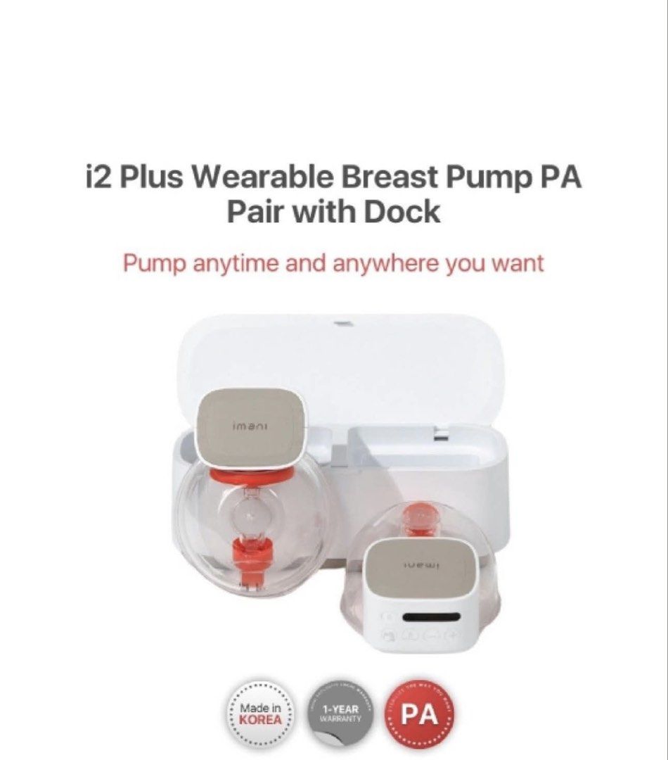 imani i2 Plus Wearable Breast Pump PA Pair with Dock (Category: Breastfeeding & Bottle Feeding) located in Manila. Submitted by mommyjienna (Listing ID 1465826688, Image 1). Description: - Authentic Imani i2 Plus wearable breast pump pair (Made in Korea) - Includes dual pumps and charging dock in original packaging - Hands-free, portable design fits right inside your bra - Perfect for busy mums to pump anytime, anywhere - Simple controls and easy