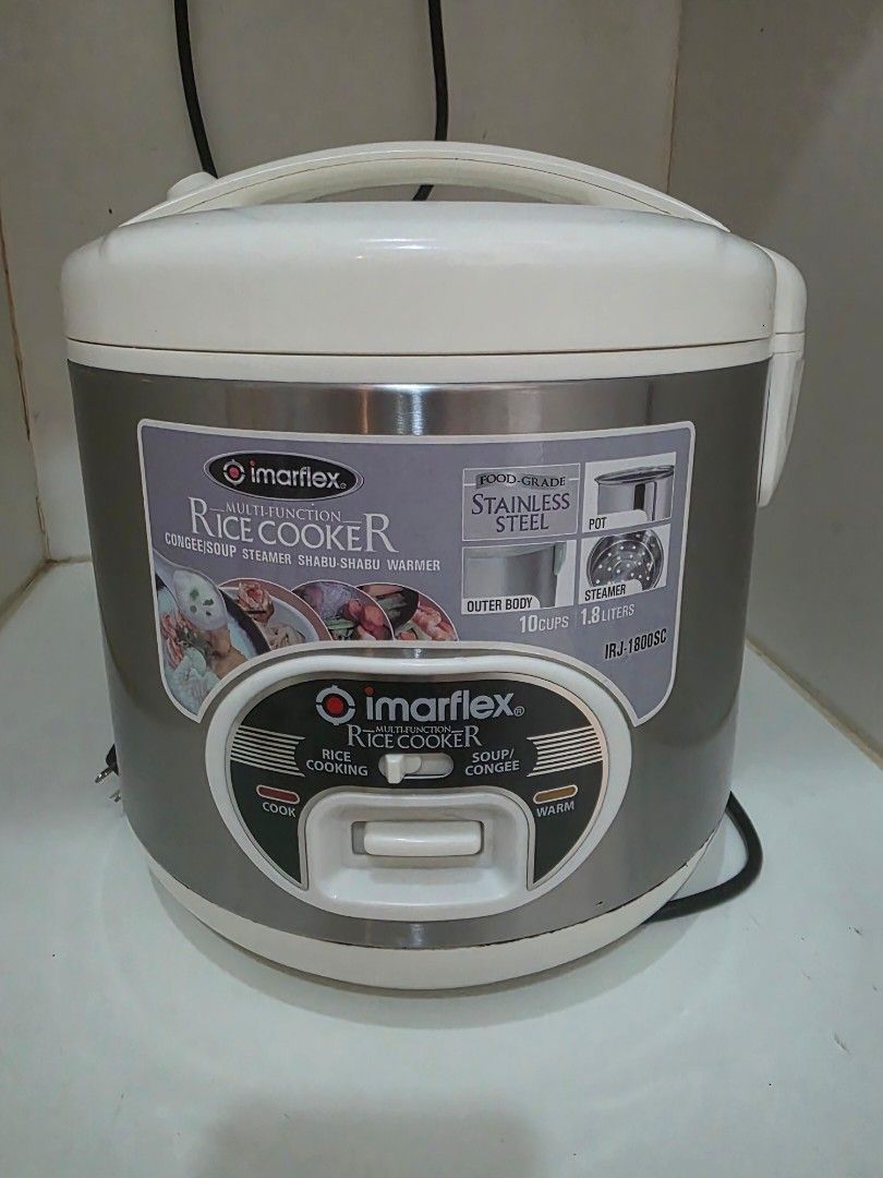 Imarflex Multi-Function Rice Cooker IRJ-1800SC Stainless Steel (Category: Cookers) located in Taguig. Submitted by ziostore (Listing ID 1465775716, Image 1). Description: - Brand/Model: Imarflex IRJ-1800SC multi-function rice cooker - Capacity: 1.8 liters / 10 cups, perfect for families - Material: Food-grade stainless steel inner pot for safe and easy cleaning - Power: 230V, 60Hz, 700W - Versatile Use: Ideal for cooking rice, soup, congee, and s