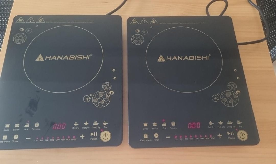 Induction hob with many programmes (Category: Hobs & Hoods) located in Caloocan City. Submitted by adeleherm31301 (Listing ID 1465846205, Image 1). Description: **2 Hanabishi Induction Cookers – Like New** Both are in excellent condition and work perfectly. Very lightly used and very clean. ✅ Fast heating ✅ Timer function ✅ Adjustable temperature / power settings ✅ Different cooking modes ✅ Easy touch controls ✅ Everything works perfectly Selling